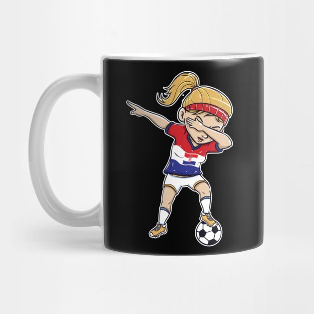 Dabbing Soccer Player Funny Croatia Fan T-Shirt girl by Pummli